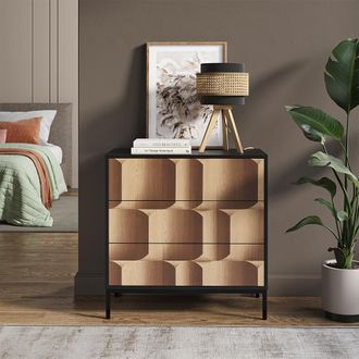 Vicco C&oacute;moda Eliza, Negro/roble, 80 X 81.2 Cm Con 3 Cajones, Vicco