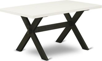 East West Furniture Dining Table Wire brushed Black & Linen White, XT626