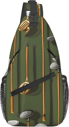 Generic Golden Golf Club Chest Bag Lightweight Crossbody Bag Trendy Chest Backpack For Sports Camping Casual
