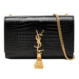 Saint Laurent Pre-owned Saint Laurent Medium Croc Embossed Patent Monogram Kate Tassel Crossbody Ladies FH10K034GUGXIBPE