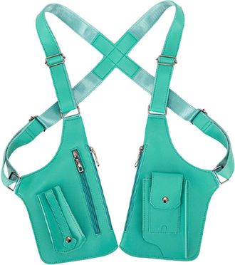 Generic Double Shoulder Armpit Bag,Premium Leather Adjustable Bag,Anti-Theft Hidden Strap Holster,Water Resistant,Crossbody Pack (Cyan)