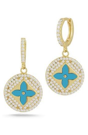 Sphera Milano 14K Gold Vermeil CZ Clover Earrings in Yellow Gold at Nordstrom Rack