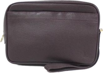 Louis Vuitton Acajou Brown Leather Clutch Bag (Pre-Owned)