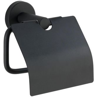 WENKO Portarollo Wc Bosio Negro Con Tapa - 24241