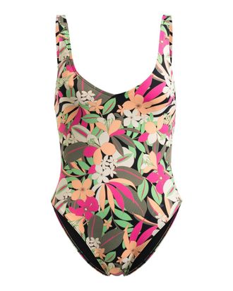 Roxy Badeanzug ROXY Printed Beach Classics, Damen, Gr. S, anthrazit palm song s, 87% Nylon, 13% Elasthan, Badeanz&uuml;ge Badeanzug