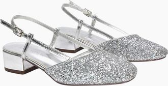XY London Womens XY London Womens/Ladies Kira Glitter Low Heel Court Shoes - Silver - Size: 6