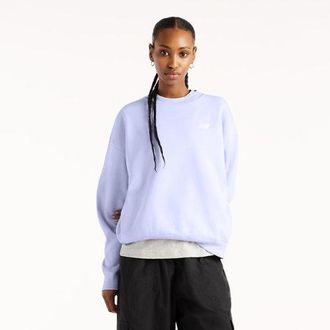 New Balance Mujer Sport Essentials Fleece Crew en P&uacute;rpura, Vell&oacute;n de Algod&oacute;n, Talla XS