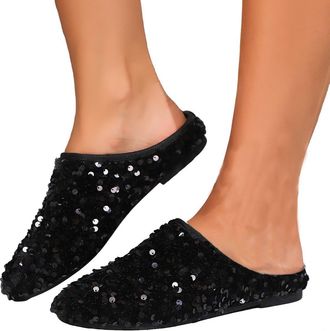Generic Sparkly Slip On Mule for Summer Casual Shoes Comfortable Open Back Loafers with Glitter for Outfit Contemporary Everyday Wear Womens Casual Footwear (