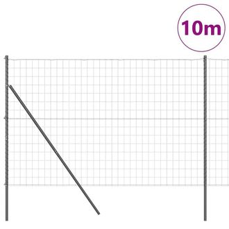 Berkfield Home Modern Euro Fence with 7 Posts 1.6x10 m Galvanised Steel Grey in Dark Grey