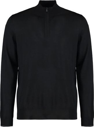 Moorer Maglione Terni in lana vergine con mezza zip - Nero