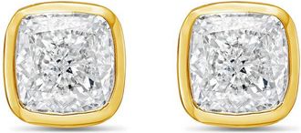 Diana M. Jewels 14KT YELLOW GOLD LAB GROWN CUSHION CUT STUDS IN A BEZEL SETTING WEIGHING 10.00 CTS TW