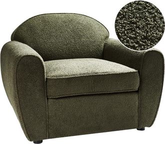Beliani Beliani - Sill&oacute;n Moderno Tapizado De Tela Boucl&eacute; Respaldo Acolchado Grueso Verde Oscuro Ellede
