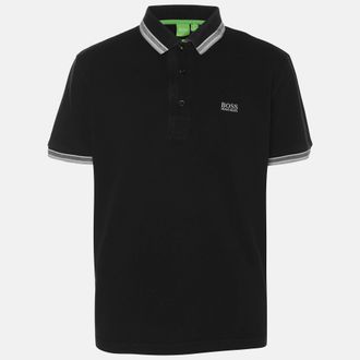 HUGO BOSS Boss By Hugo Boss Black Pique Cotton Paul Curved Polo T-Shirt