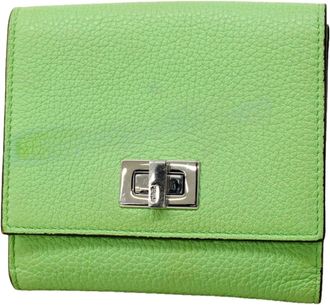 Fendi Green Leather Wallet (Bi-Fold) (Pre-Owned)
