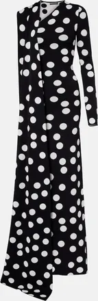 DAVID KOMA Polka-dot scarf-detail gown