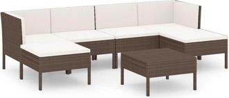 vidaXL Set Muebles De Jard&iacute;n 7 Pzas Y Cojines Rat&aacute;n Sint&eacute;tico Marr&oacute;n Vidaxl