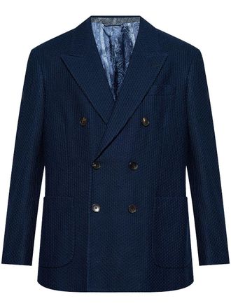 Etro double-breasted blazer - men - Cotton/Viscose - 50 - Blue