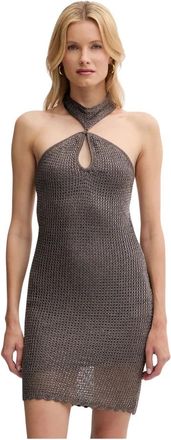 Guess Kleedjes, Dames, Bruin, L, Polyester, Minka Lurex Jurk