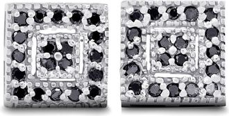 Pompeii3 1/3ct Pave Black Diamond Studs 10K White Gold