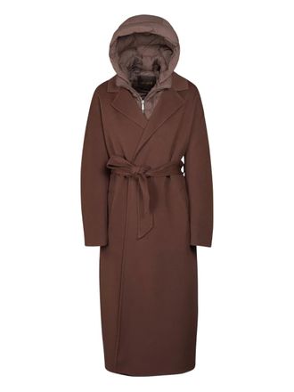 Moorer belted hooded coat - Brown