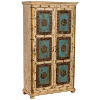 Wanderlust Deco Armario De Madera Artesanal Blanco 102x44x183h Cm