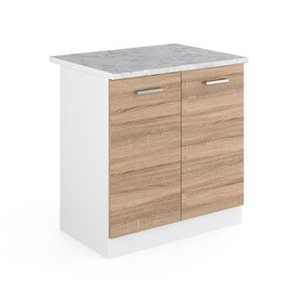 Vicco Mueble Bajo Para El Fregadero R-line, Sonoma, 80 Cm Con Puertas, Con Encimera