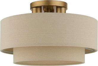 Livex Lighting 3 Light Antique Gold Leaf Large Semi-Flush