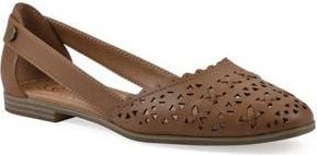 White Mountain Nobler Laser Cut Sandal in Tan Smooth at Nordstrom Rack, Size 8.5