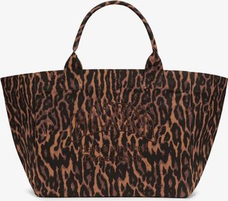 Ganni Autumn Maple Tote XXL in Gradient Red Leopard