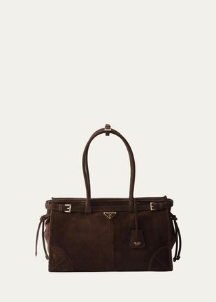Prada Bonnie Large Suede Shoulder Bag