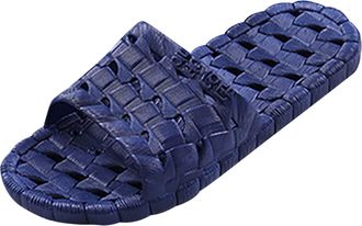 Generic Men Fashion Solid Color Quick Drying Water Leakage Non Slip Indoor Outdoor Comfortable Flat Slippers for Daily Wear (Dark Blue, 7)