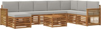 vidaXL Conjunto De Sof&aacute;s De Exterior 7 Uds. Natural Y Gris Claro Vidaxl