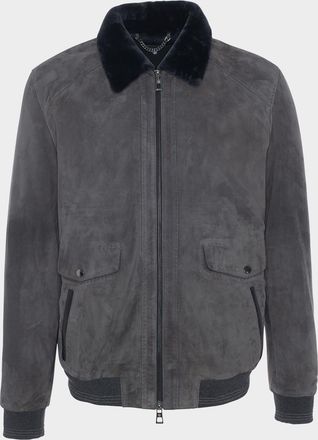 Gorski Mens Suede Jacket With Select Shearling Lamb Lining