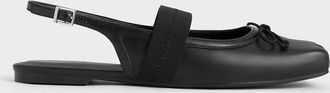 Charles & Keith Lyric Satin Bow Slingback Flats
