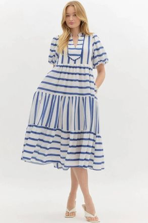 Entro Nautical Dreams Dress In Navy/white