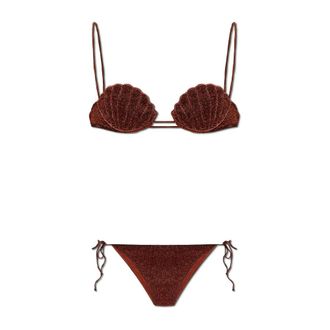Os&eacute;ree Lumi&egrave;re Shell Two-Piece - female - Oseree - Bikinis - Brown - S - Swimwear