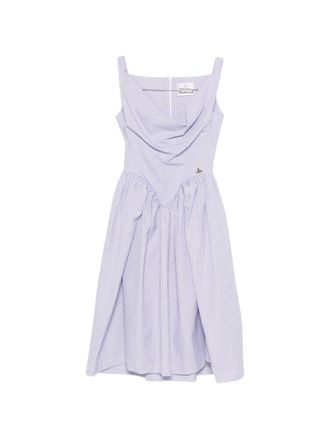 Vivienne Westwood Sleeveless White Midi Dress With Draped Cowl Neckline And Gathered Waist