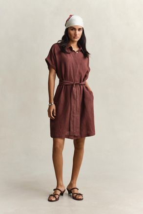 GANT Women Linen Cap Sleeve Shirt Dress (44) FRESH SOIL