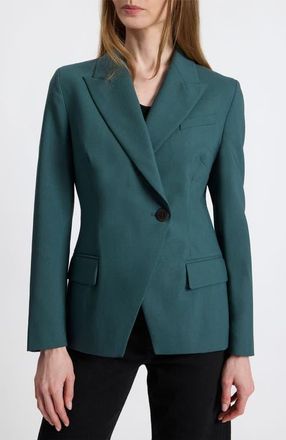 Santorelli Malli Single Button Wool Stretch Jacket in Steel Teal at Nordstrom, Size 14