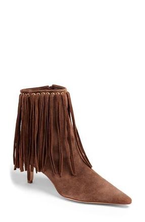 Cinq &agrave; Sept Sammy Fringe Bootie in Dark Sepia at Nordstrom Rack, Size 11Us / 41Eu