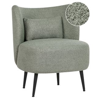 Beliani Beliani - Sill&oacute;n Sal&oacute;n Asiento Respaldo Curvo Dise&ntilde;o Glamour Boucl&eacute; Tapicer&iacute;a Patas Negras Verde Otsby