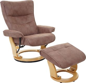 Hhg Mca Sill&oacute;n Relax Montreal, Taburete Sill&oacute;n Tv, Tela/textil 130kg Cargable, Marr&oacute;n Antiguo, Marr&oacute;n Natural
