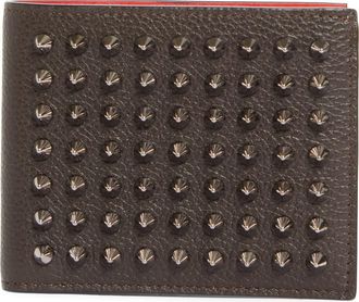 Christian Louboutin Funky Studded Leather Bifold Wallet in Cafe/Gun Metal at Nordstrom