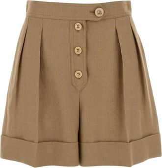 Valentino Garavani Biscuit Viscose Blend Shorts - Dames - Korte Broeken - Bruin - M - Leer - Korte Broeken