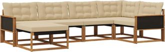 vidaXL Conjunto De Sof&aacute;s De Exterior 6 Uds. Natural Y Beige Vidaxl