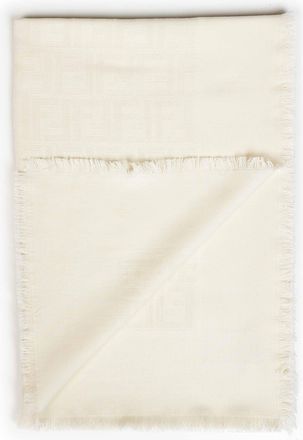 Fendi Womens Square Shawl Ivory Cotton Scarf Scarfs