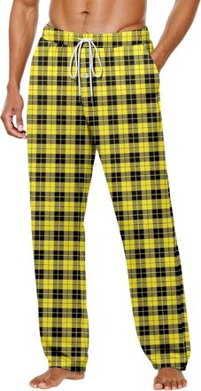 Generic Mens Plaid Pyjama Bottoms Lounge Pants Mens Mens Pyjama Bottoms Mens Soft Checked Lounge Pants with Pockets Breathable Flannel Pyjamas Trousers Cotton
