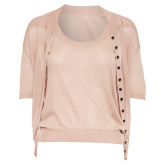 Nina Ricci silk button scoop neck cardigan vest set