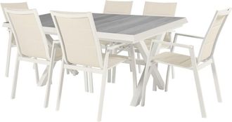 EDÈN JARDÍ Conjunto de mesas y sillas aluminio para 10-12 comensales Blanco