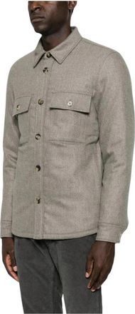 Jacob Cohen Wolmix Overshirt - Heren - Zomerjassen - Beige - XL - Wol - Jassen